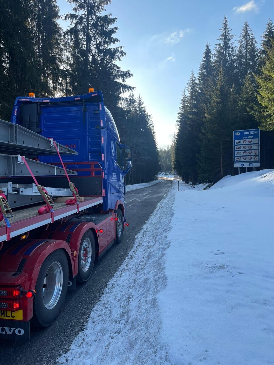 MLC truck entering Slovakia in snow