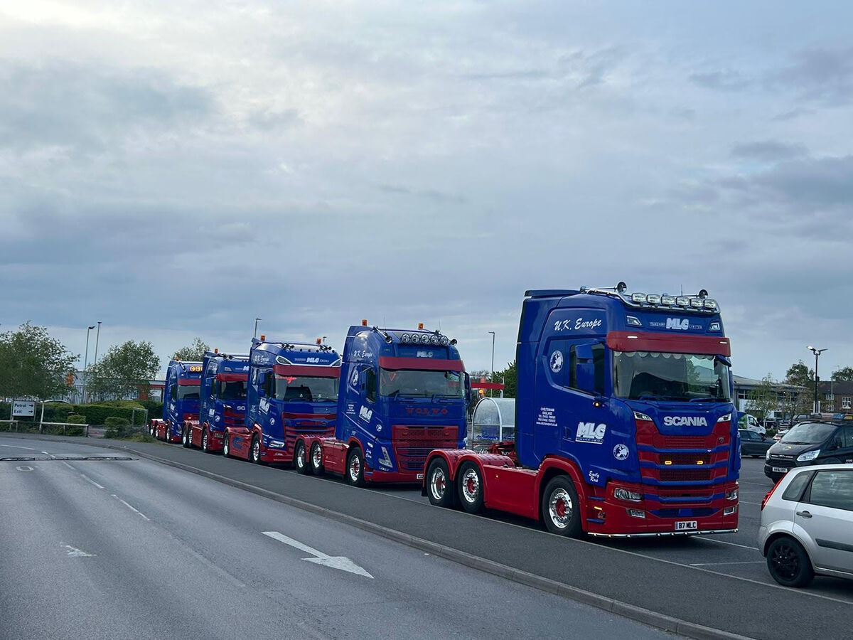 MLC Transport fleet lined up on the road